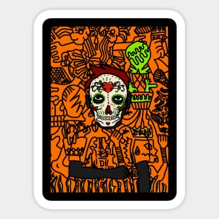 Mexican MaleMask NFT with DarkSkin and Gray Doodle - Explore the Artistry! Sticker